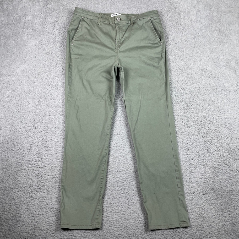 William Rast Chino Pants Mens 30 (Fits 32x28) Olive Green Stretch Ankle Preppy